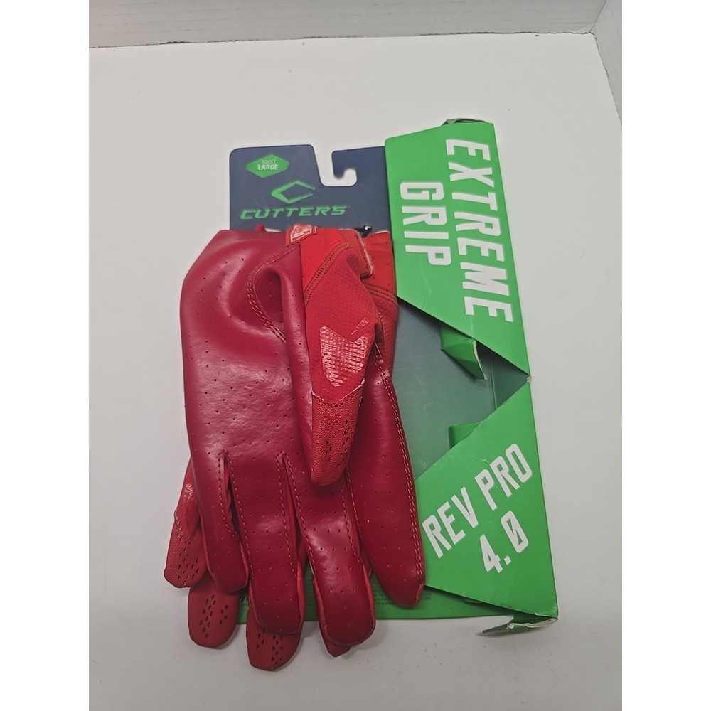 Cutters Adult Rev Pro 4.0 Extreme Grip Receiver Gloves‎ Solid Red Size Large